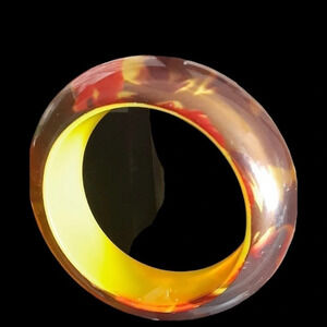 BAKELITE Vintage 1940s RARE Reverse Painted Apple Juice Bracelet TESTED